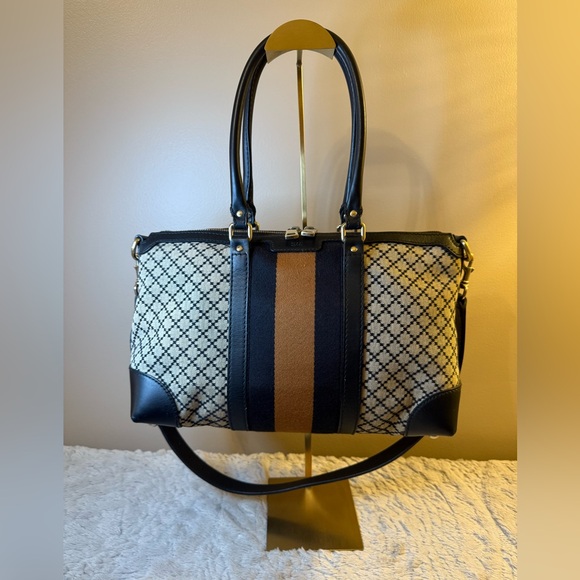 Gucci Diamante Black and Brown 2 Way Tote - Picture 1 of 16